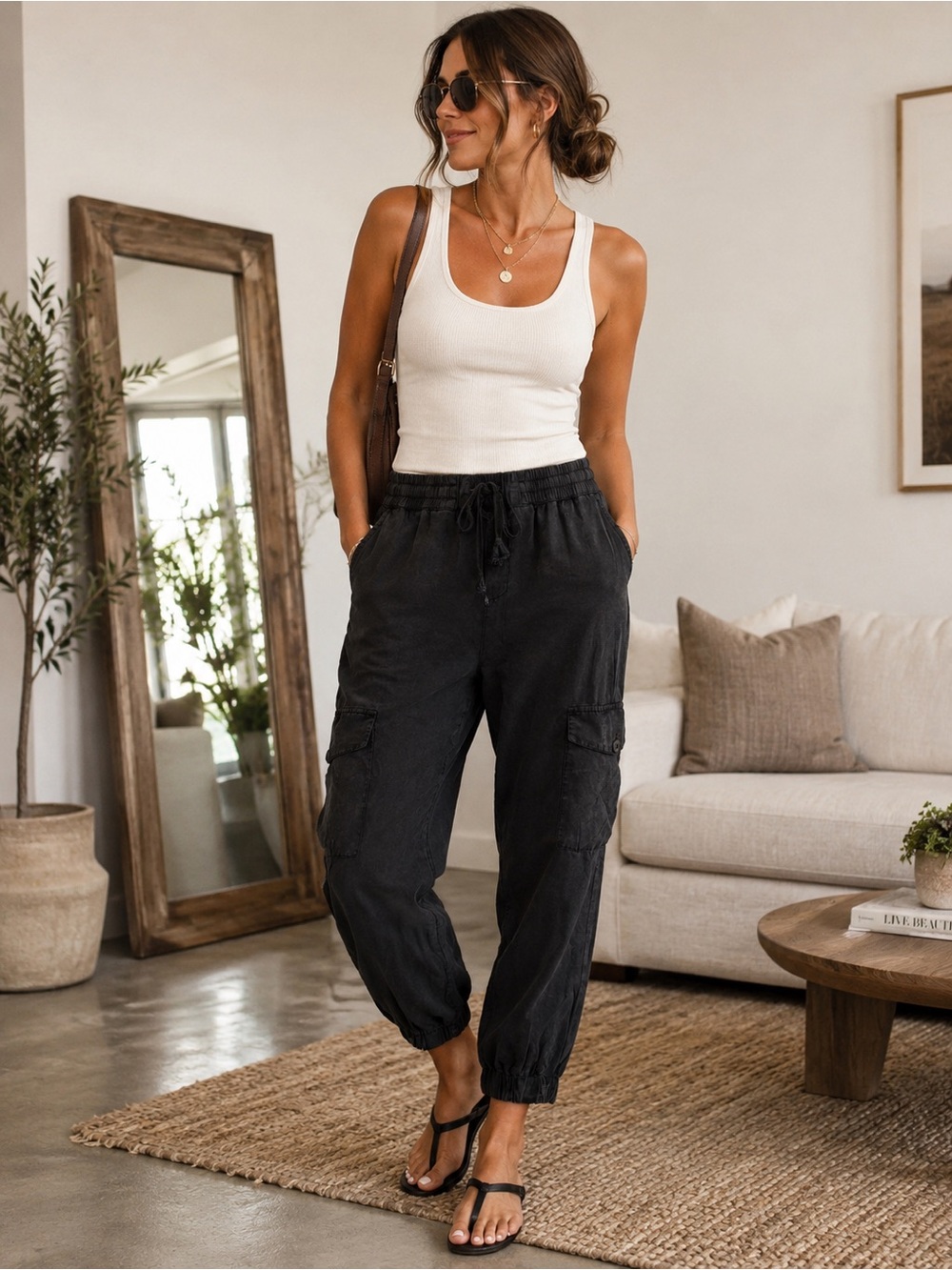 Dress Forum Black Cargo Jogger Pants